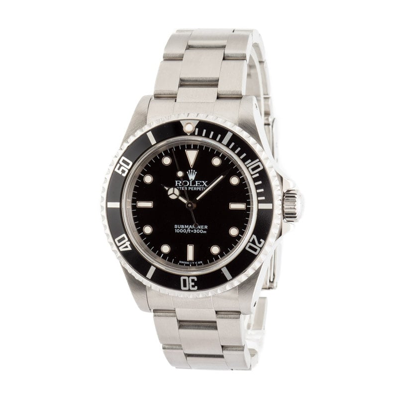 Rolex Submariner réf. 14060 (« No Date ») en acier 40 mm, cadran noir sans date et lunette unidirectionnelle noire.