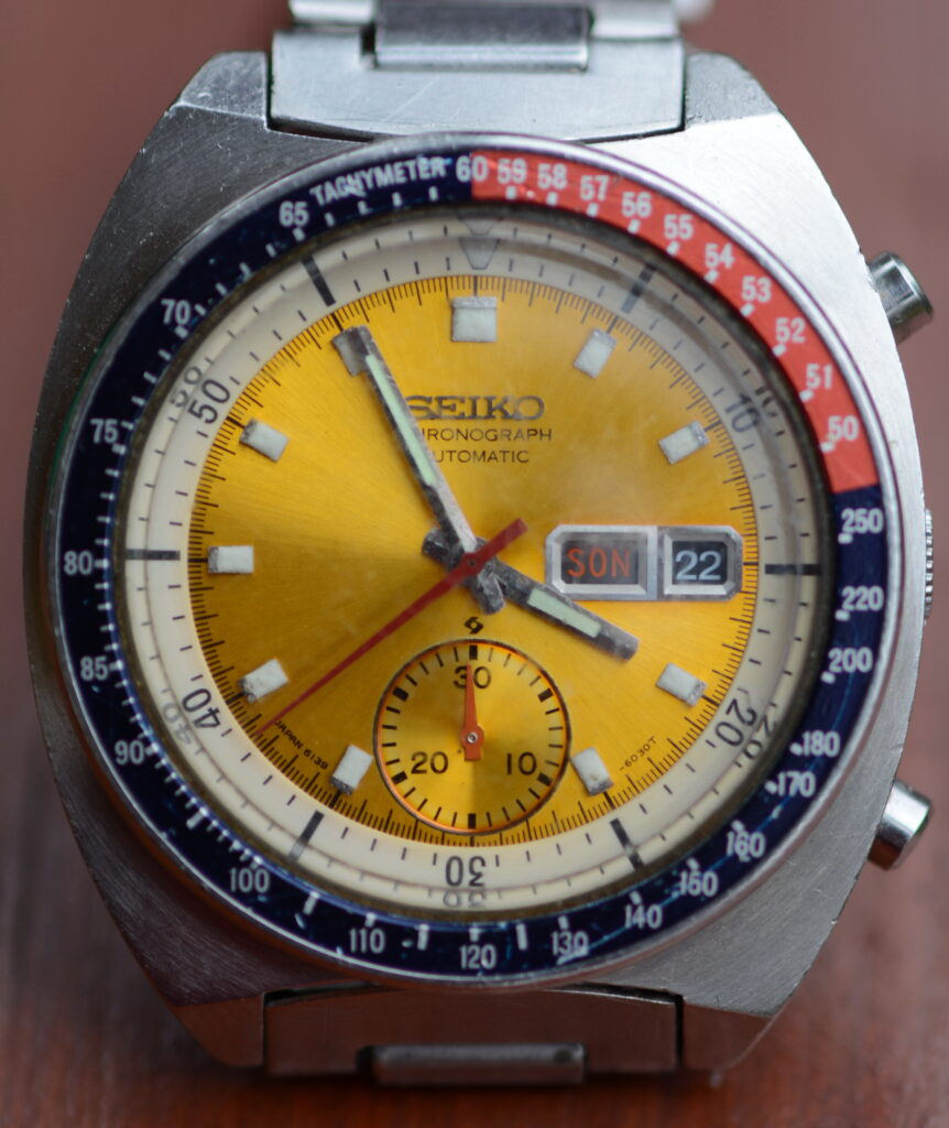 Seiko 6139 Pogue mit gelbem Zifferblatt