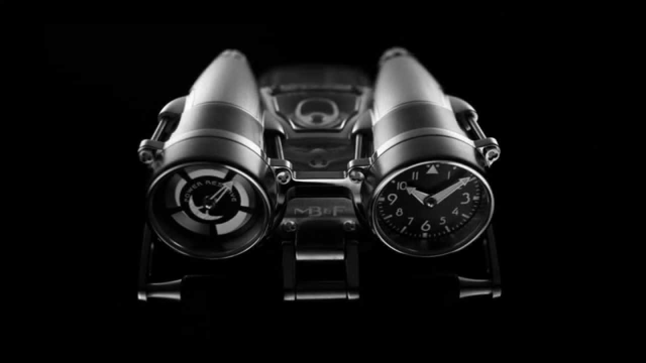 MB&F HM4 Thunderbolt front view, dual reactor-shaped indicators